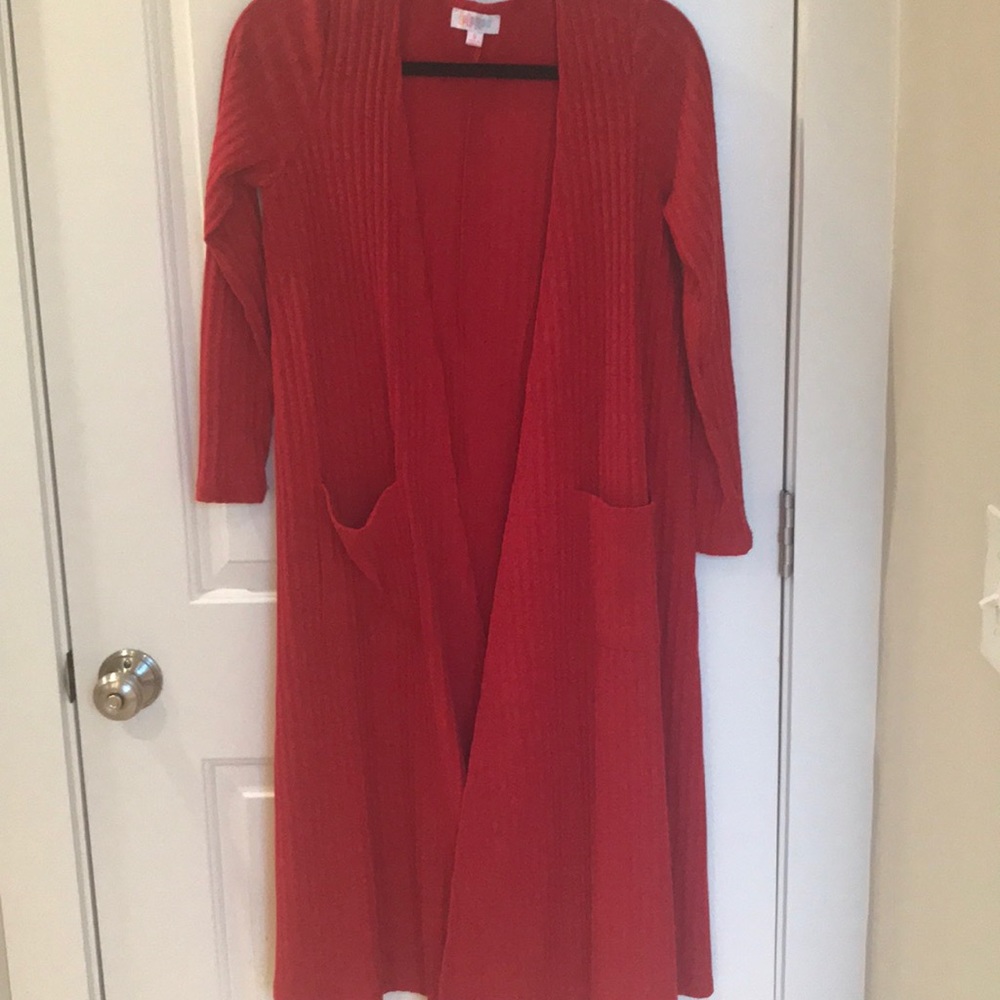 LuLaRoe red Sarah cardigan euc size small